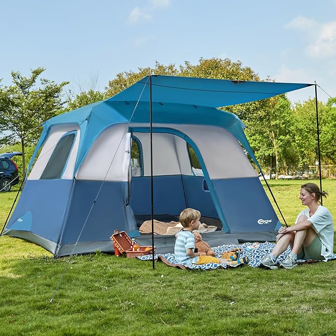 PORTAL 6 | 8 | 10 Person Family Camping Tent with Porch, Big Family Camping Tent with Tall Height, Good Ventilation, Water Resitant Large Tent for Outdoor Camping, Backyard