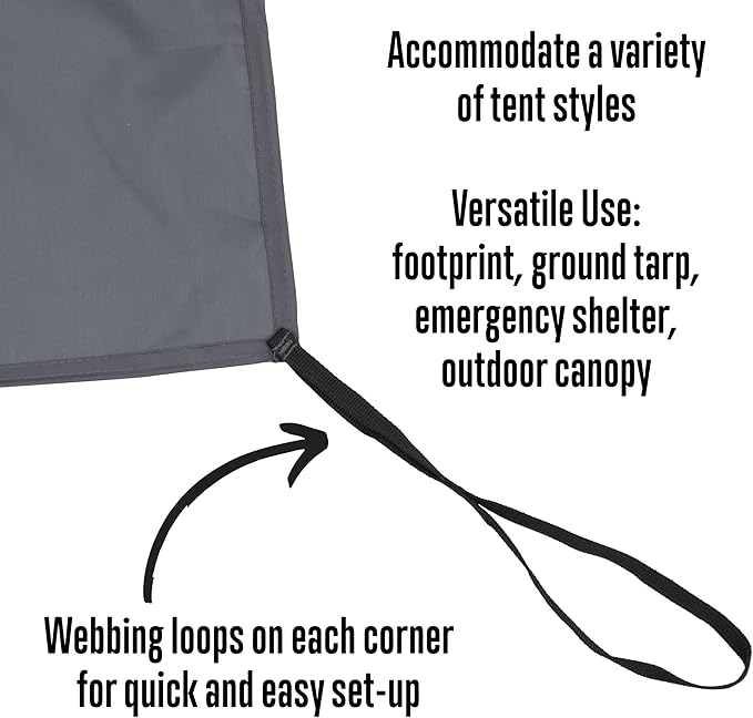 ALPS Mountaineering Tent Footprint, Multiple Sizes, 1500mm Waterproofing, Webbing Loop Attachments
