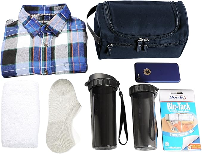 Vercord Mens Toiletry Bag Wash Travel Small Shaving Dop Kit Shower Bathroom Ditty Hygiene Bag Navy Blue