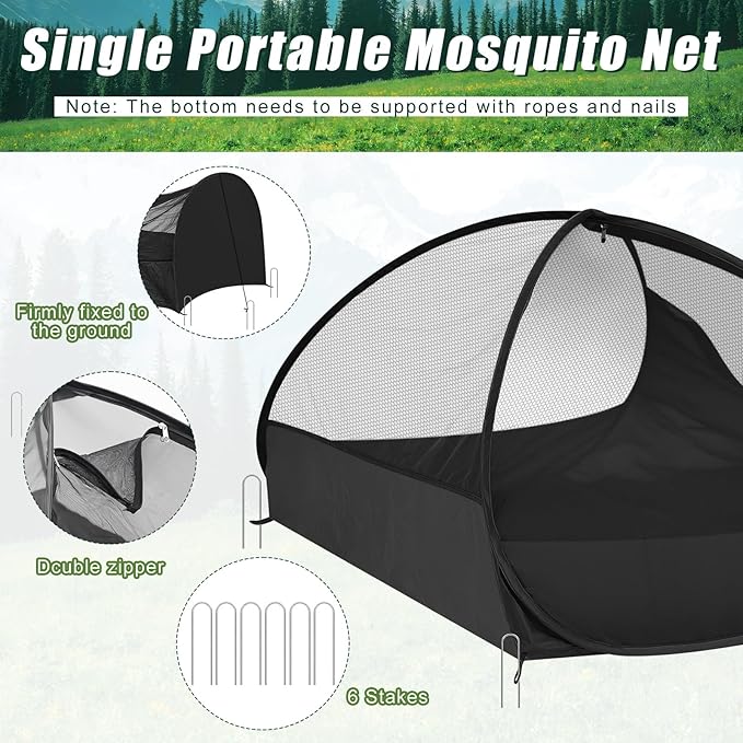 2 Pack 82.6 Inch Single Person Pop up Tent, 1 Person Foldable Mosquito Net Tent with Storage Bag for Outdoor Trips Camping