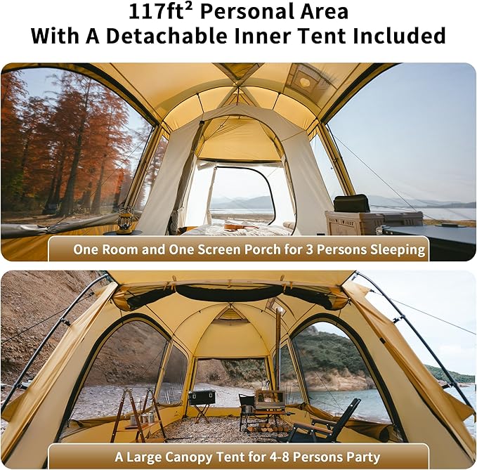 Naturehike Dune Hot Tent with Stove Jack,Double Layer 4 Season Tent,Waterproof 2-3 Person Tents for Camping