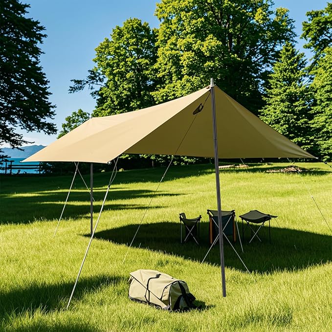 Neween Heavy Duty Tent Poles for Tarp Adjustable Camping Tarp Poles Set of 2, 74.8in Collapsible Tent Pole with a Diameter of 1in for Backpacking Hiking Awning Canopy Rain Fly Shelter (Black)