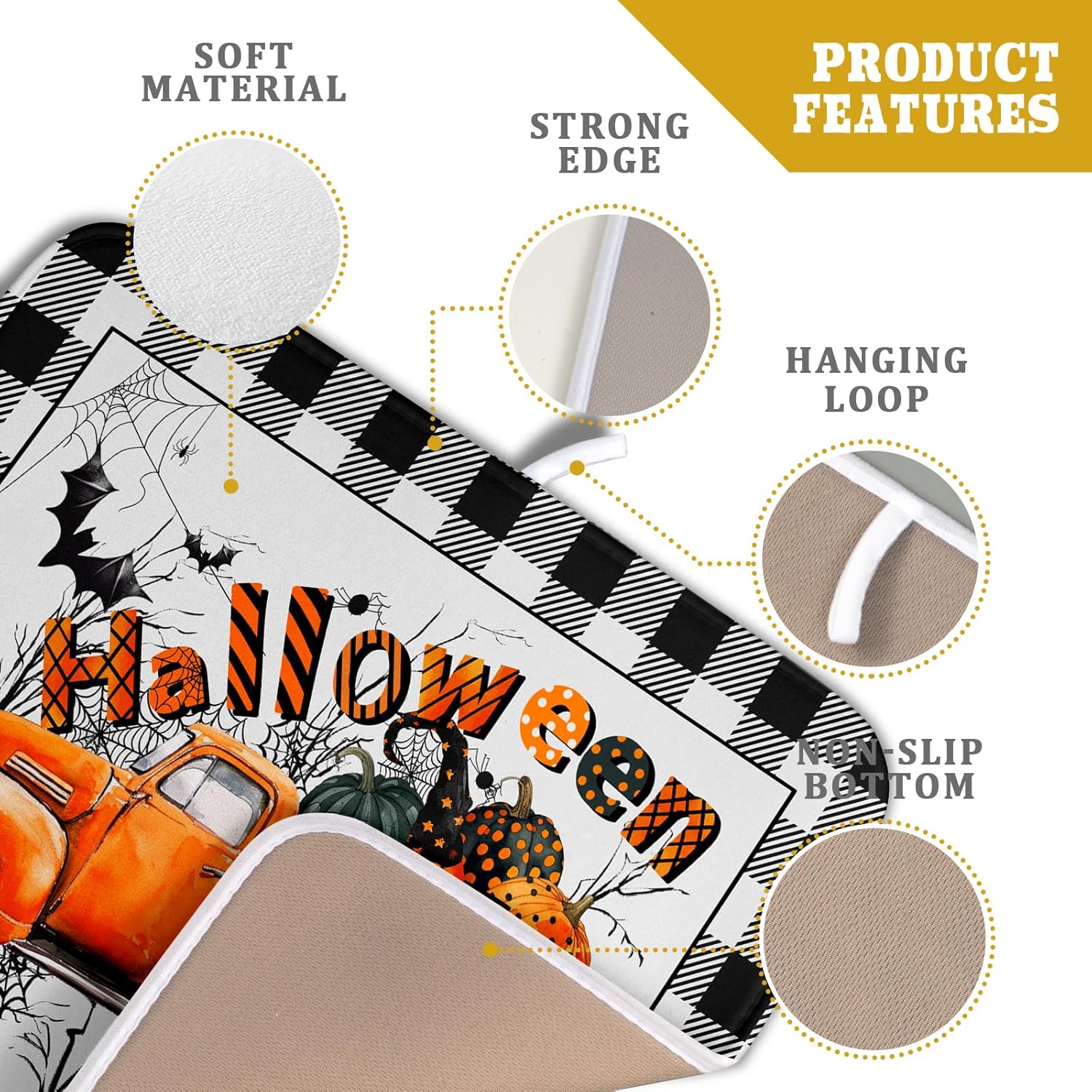 Holiday Truck Dish Drying Mat - Orange Holiday Absorbent Microfiber Dish Drying Pad for Kitchen Counter