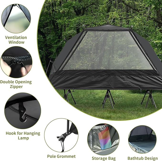 TENPLAY 1-Person Cot Tent Flysheet,Must be Used with Matching Inner Tent, Lightweight,Waterproof, Sun Protection,Nylon, Easy Setup,Expandable Rainfly for Camping, Hiking, Backpacking, Picnics