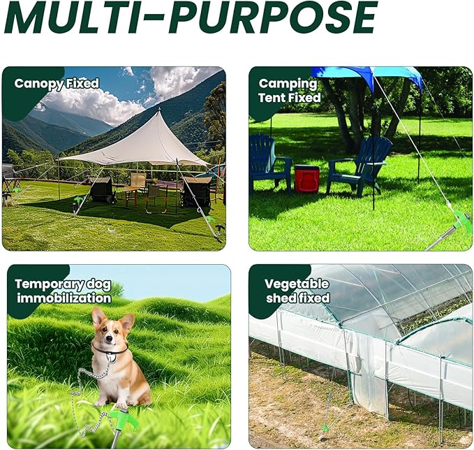 30 Pack 8" Screw in Tent Stakes Heavy Duty- Ground Anchors Screw- Tent Pegs Camping Stakes- Hex Pegs Drillable Tent Stakes and Hexagon Head Drive and Storage Box (White)