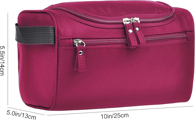 Vercord Mens Toiletry Bag Wash Travel Small Shaving Dop Kit Shower Bathroom Ditty Hygiene Bag Burgundy