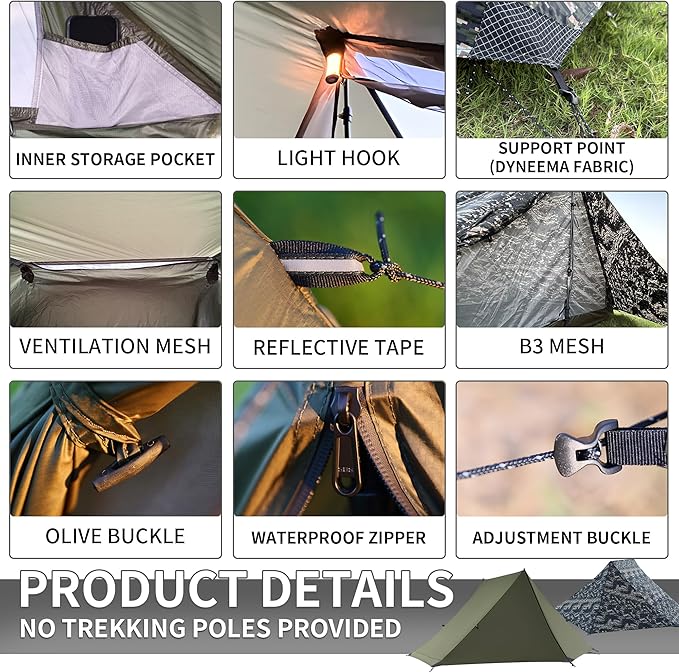 TENPLAY Backpacking Tent,Lightweight Camping Tent 2 Person,Ultralight Hiking Tent,Nylon,Waterproof,Windproof,Easy Setup,4 Season Trekking Tent for Mountaineering Camping Hiking Climbing