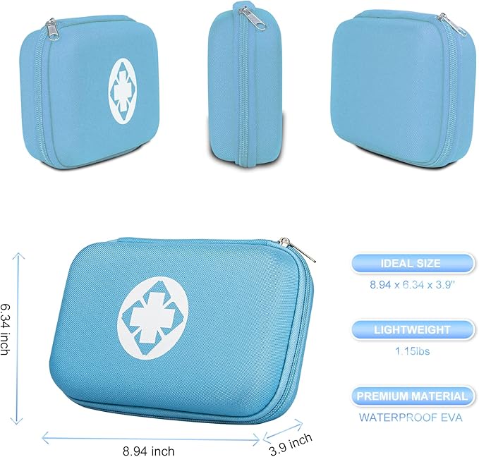 274PCS Car Travel First Aid Kit Supplies for Business, First Aid Backpacking Essentials Items Trauma Emergency Survival Kits for Home Outdoor Adventure, Blue Monoki