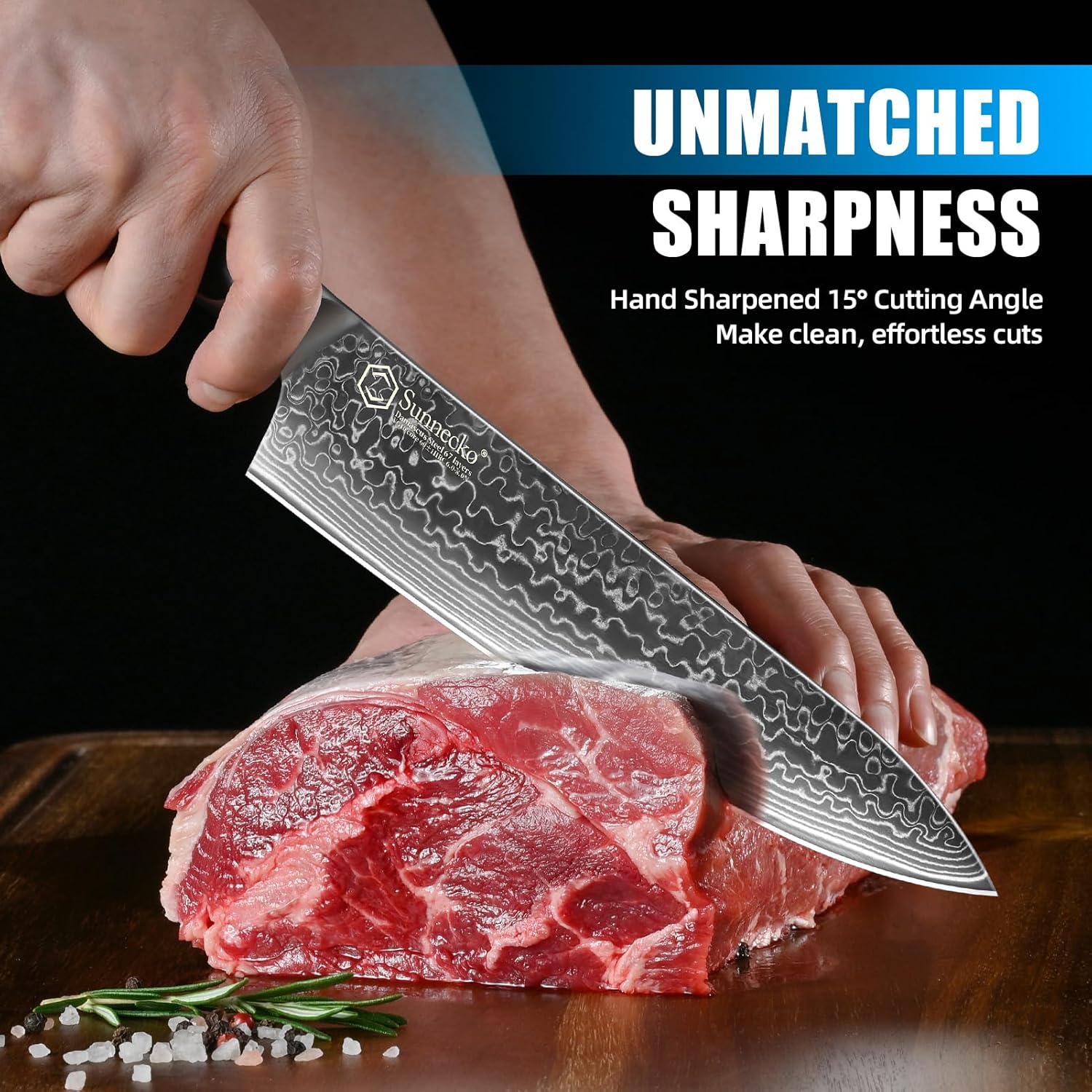 Sunnecko Damascus Kitchen Knife Set 4 Piece Chef Knife Set Professional, Sharp Kitchen Knives Set Full Tang, Gift Box