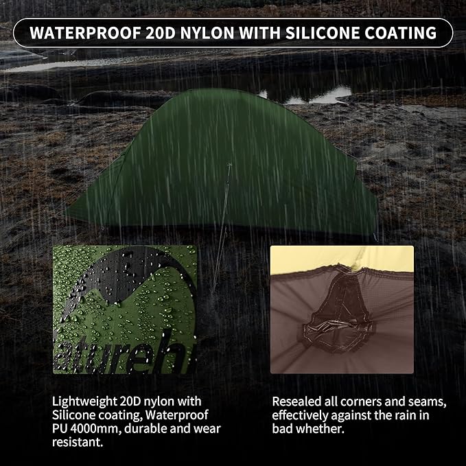 Naturehike Cloud-Up 1 Person Tent, Lightweight Backpacking Tents for One Man, Waterproof Ultralight One Person Tent for Camping Hiking Backpacking