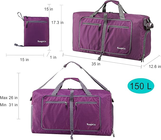 Woogwin Travel Duffel Bag Large Foldable Waterproof Overnight Bag for Beach Swim Bags Pool Sports Gym