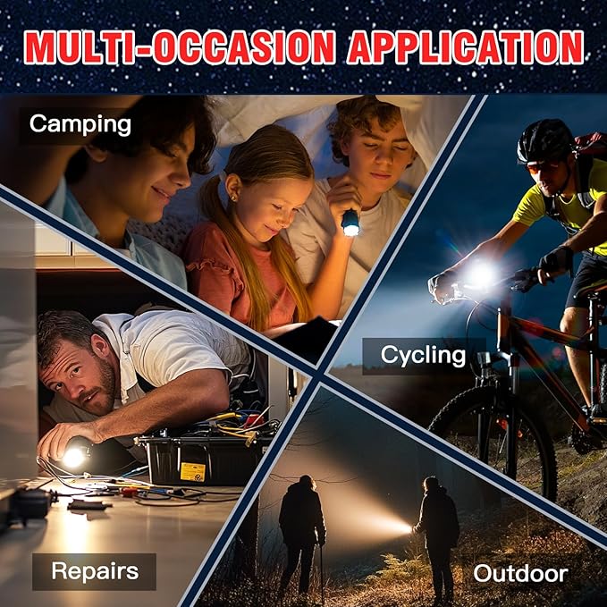 HAUSBELL LED Flashlight 2000 High Lumens, Bright Flash Light with Battery, Zoomable & Waterproof Tactical Flashlights for Home, Emergency, Hiking, Handheld Flashlight for Camping Essentials, 2 Pack