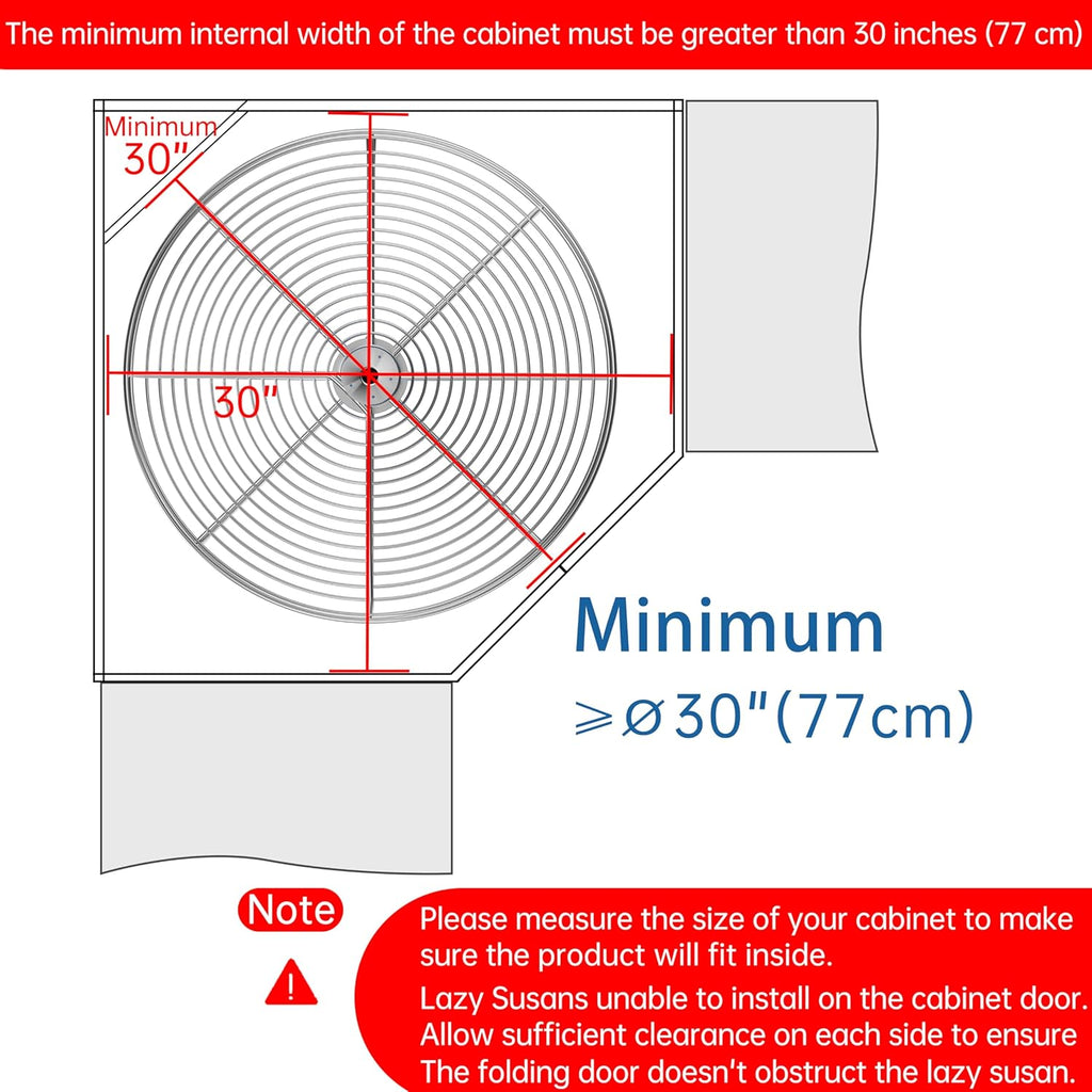 28" Lazy Susan Turntable for Cabinet - Corner Cabinet Organizer for Kitchen, Full Circle Corner Cabinet Lazy Susan Replacement Shelves Rotating Rack for Corner Base