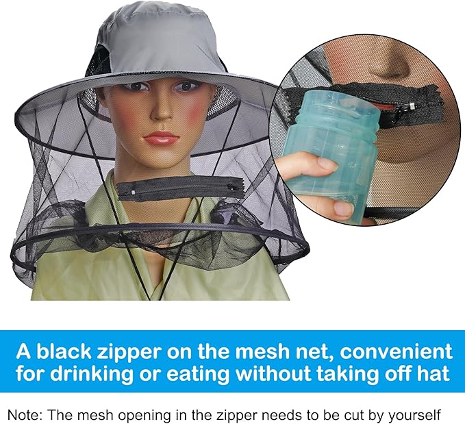 Sucrain 2 Pack Mosquito Head Net Hat Sun Hat Garden Bug Hat with Hidden Net Mesh for Outdoor Gardening Beekeeping