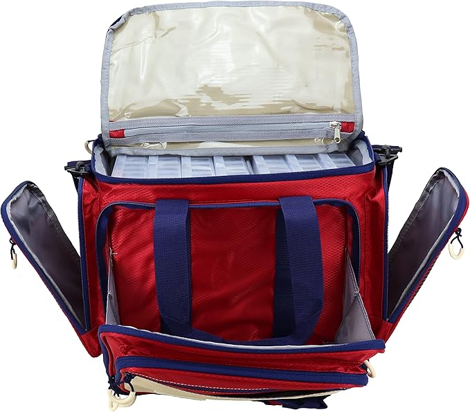 OSAGE RIVER Fishing Tackle Bag with Tackle Boxes, Saltwater Fishing Gear Bag, Tackle Box Organizer with Waterproof Non-Slip Bottom, Padded Shoulder Strap, and Fishing Pliers, Fishing Gifts for Men