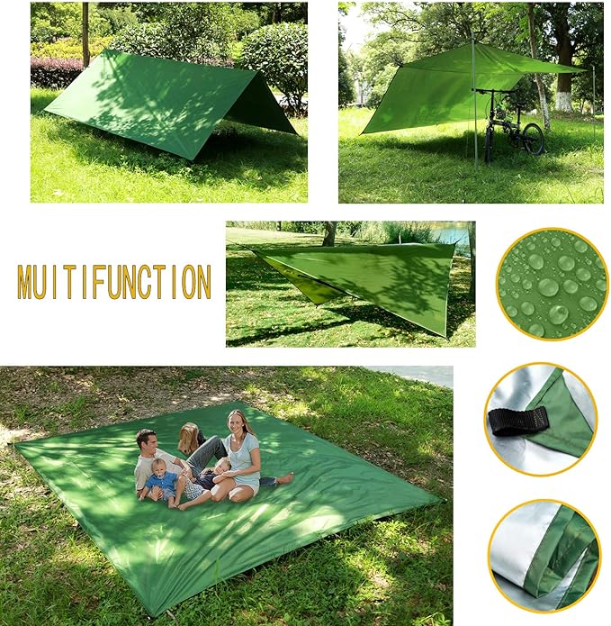 Oversized rain Tarpaulin,Camping Hammock with Mosquito Net Rain Fly Heavy Duty Tree Strap,Single Double Hammock Tent Waterproof Rainfly Set,Camping Backpacking Backyard Patio Hiking Travel Outdoor