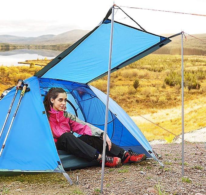 BISINNA 2 Person Camping Tent Outdoor Lightweight Waterproof Easy Setup Two Doors 3 Season Double Layer Large Space Backpacking Tent for Camping Backpacking Hiking Travelling Hunting