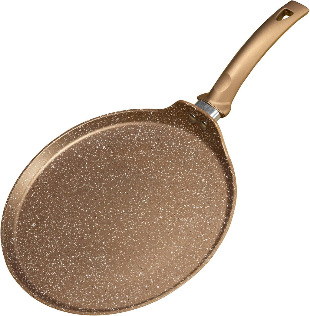 11 inch Nonstick Crepe Pan, Granite Coating Flat Skillet Dosa Tawa Tortilla Pan, Large Pancake Griddle Comal Pan, Compatible with All Stovetops, PFOA Free
