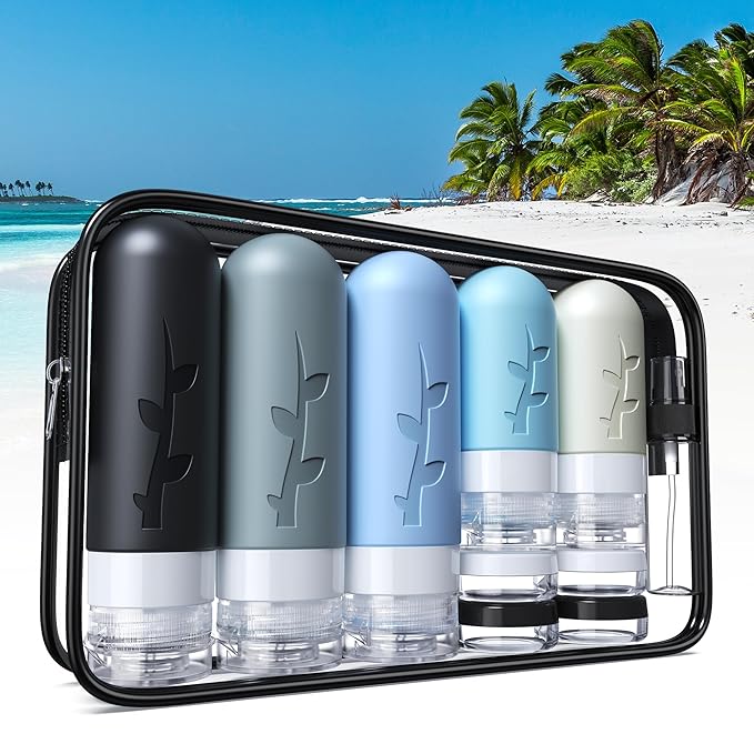 19 pack Travel Bottles for Toiletries, TSA Approved Silicone trave Size Containers for toiletries Set, Refillable & Leakproof Travel Size Bottles