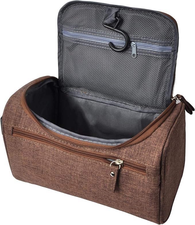 Vercord Mens Toiletry Bag Wash Travel Small Shaving Dop Kit Shower Bathroom Ditty Hygiene Bag Frosted Coffee