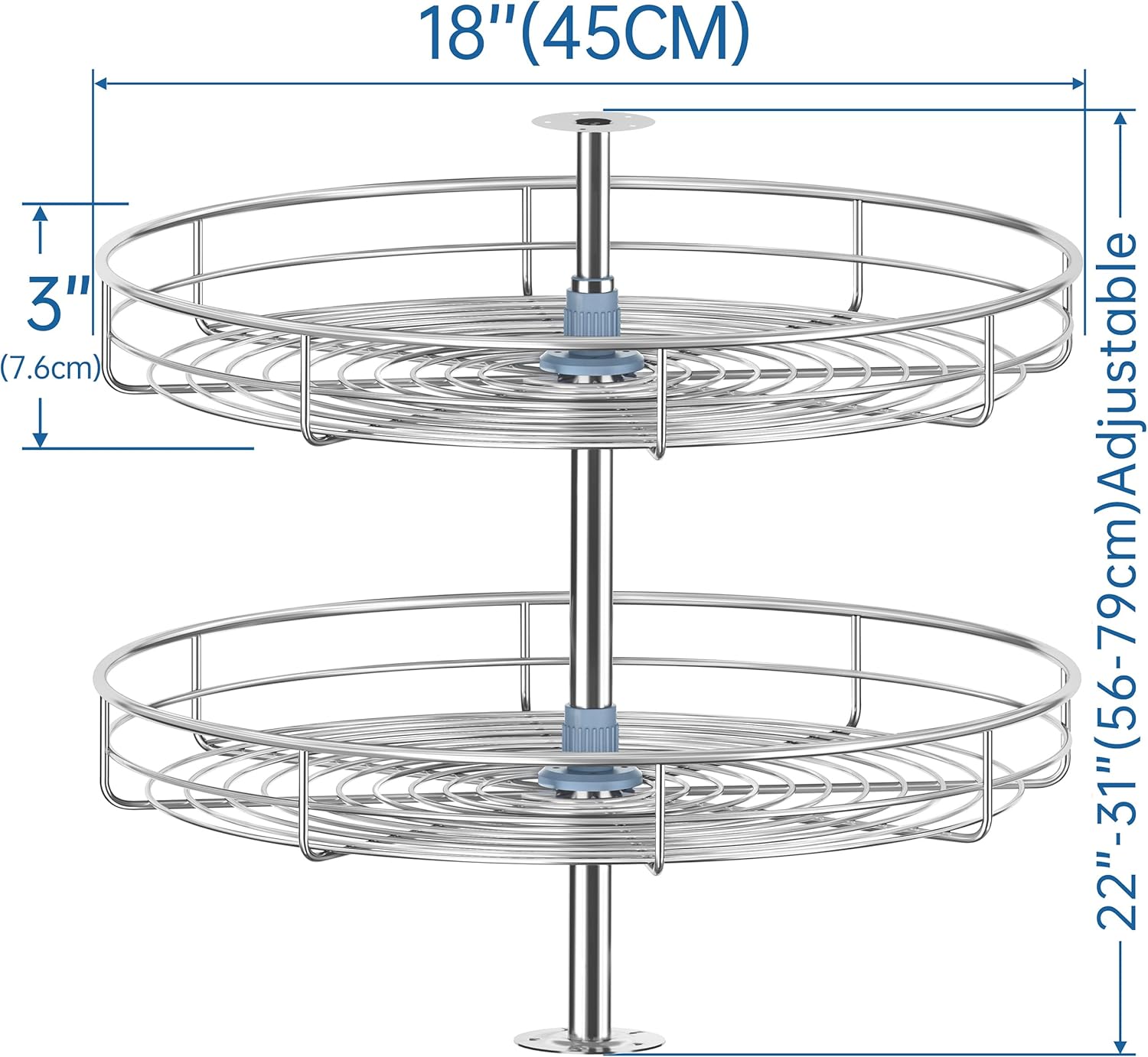 18" Lazy Susan Turntable for Cabinet - Corner Cabinet Organizer for Kitchen, Full Circle Corner Cabinet Lazy Susan Replacement Shelves Rotating Rack for Corner Base