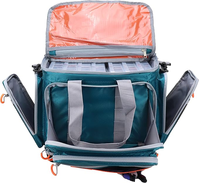 OSAGE RIVER Fishing Tackle Bag with Tackle Boxes, Saltwater Fishing Gear Bag, Tackle Box Organizer with Waterproof Non-Slip Bottom, Padded Shoulder Strap, and Fishing Pliers, Fishing Gifts for Men