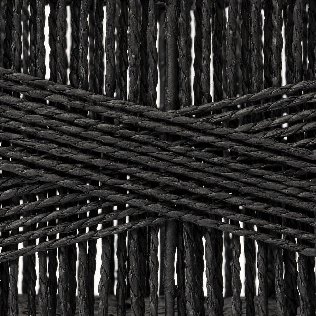 LA JOLIE MUSE Wicker Storage Baskets for Organizing, Recyclable Paper Rope Basket with Wood Handles, Decorative Hand Woven Basket Organizers for Makeup Books Shelves Living Room, Black, Set of 2