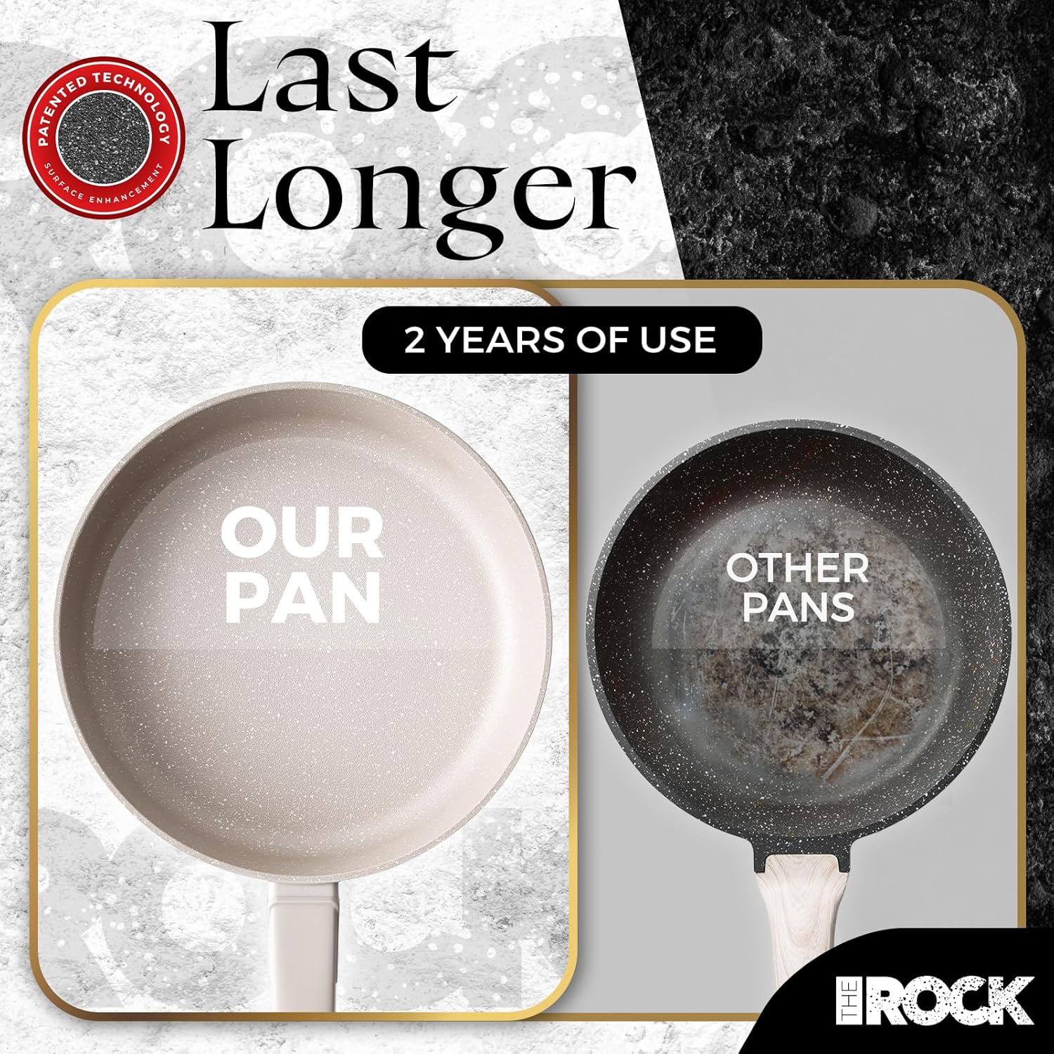 THE ROCK SOHO 11-Inch Non Stick Frying Pan with Lid–Nothing Sticks, Never Warps, Lasts Longer, Ceramic Non Toxic Skillet with Heat-Resistant Handle, PTFE PFOA&PFAS Free, Oven & Dishwasher Safe, Cream