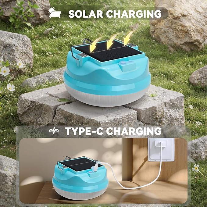 100W Solar Camping Light Rechargeable Lantern with 3 Modes Waterproof Portable Tent Lights for Power Outages Hiking Emergency