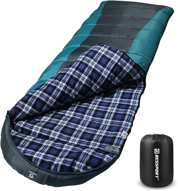 Bessport Sleeping Bag Winter | Flannel Lined 18℉ - 32℉ Extreme 3-4 Season Warm & Cool Weather Adult Sleeping Bags Large | Lightweight, Waterproof for Camping, Backpacking, Hiking