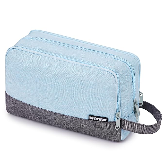 Toiletry Bag for Men Hanging Dopp Kit Water Resistant Shaving Bag Small Toiletry Bag for Traveling (mint green on gray)