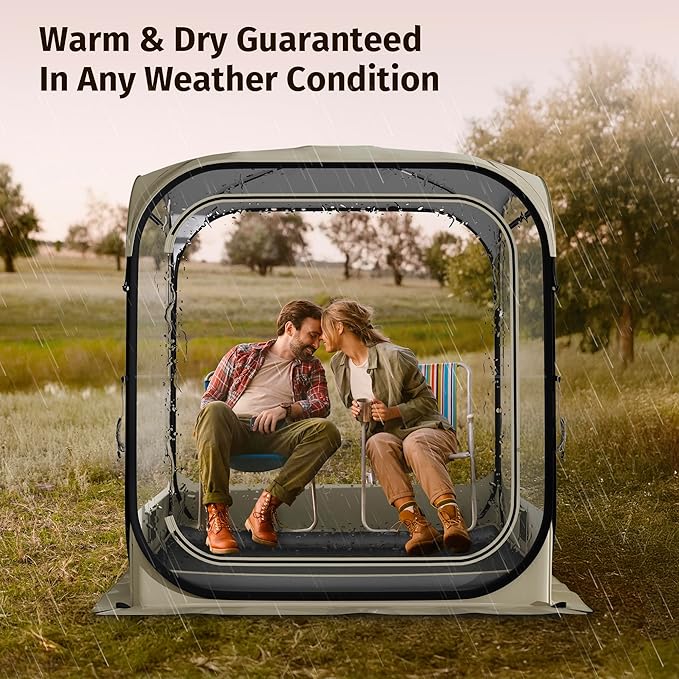 EAST OAK Clear Tent for Sport Events, Fishing & Outdoors | Pop Up Bubble Tent Instant Sun & Rain Shelter | No Condensation, Spacious Interior, Ultra Visibility | All Weather Protection | 2-3 Persons