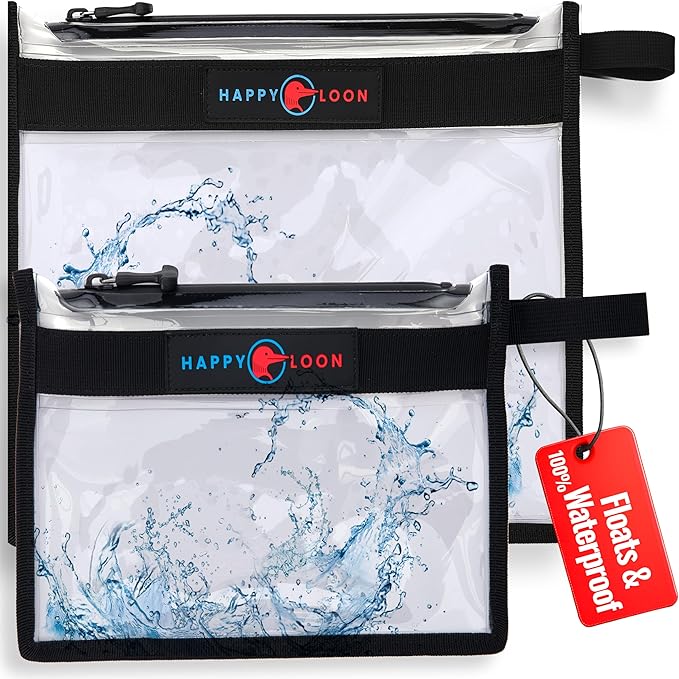 Elite Waterproof Fishing Tackle Bag Set - 2 Sizes, 100% Submersible Dry Bags, Floats with Lure & bait- Scuba-Grade Zipper, PVC-Free, Tethering Loop - Premium Fishing accessory pouch
