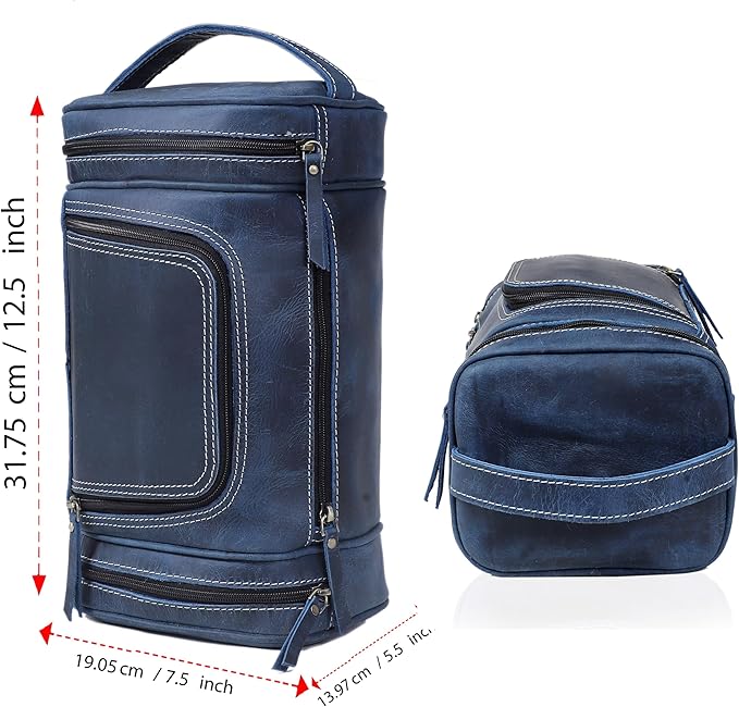 VC VINTAGE COUTURE Leather Toiletry Bag for Men Extra Large Leather Men's Toiletry Bag for Traveling Real Leather Dopp Kit for Men Leather Shaving Bag for Travel