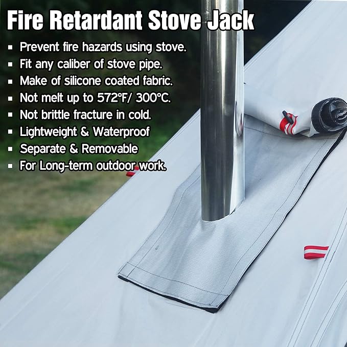 4 Persons 5lb Lightweight Tipi Hot Tents with Stove Jack, 7'3" Standing Room, Teepee Tent for Hunting Family Team Backpacking Camping Hiking