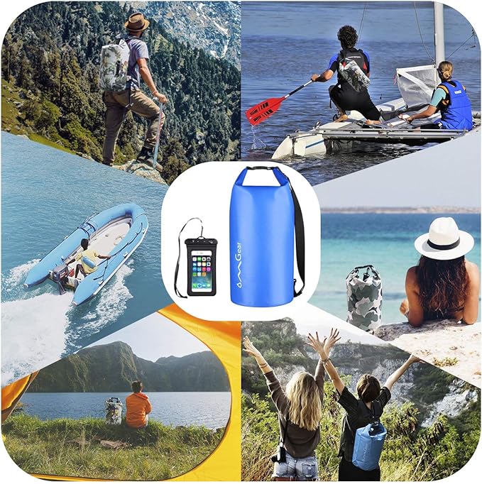 OMGear Waterproof Dry Bag Backpack Phone Pouch 40L/30L/20L/10L/5L Floating Dry Sack for Kayaking Boating Outdoors Activities