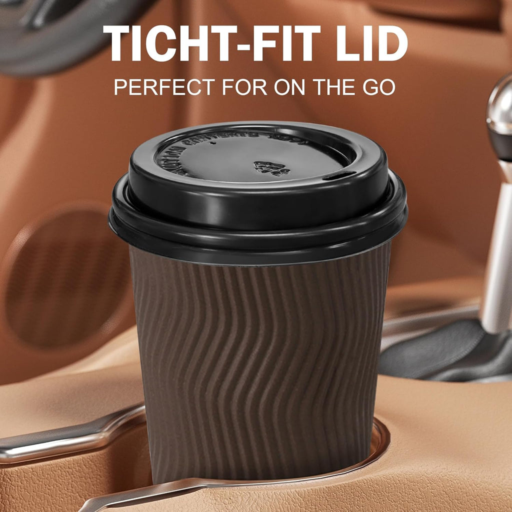 200 Pack Black Coffee Cups Lids 3.54'', Disposable Plastic Lids for 10, 12, 16, 20, 24 oz Paper Cups, Hot or Cold Drinking Cup Lid for Espresso, Hot Beverage