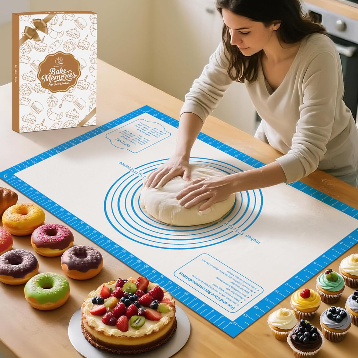 Non Stick Silicone Pastry Mat, Macaron Silicone Baking Mat for Making Pizza Cookie Bread,Pie Crust Oven Liner, Mat Non-Slip Fondant Mat Extra Large 32" x 24"