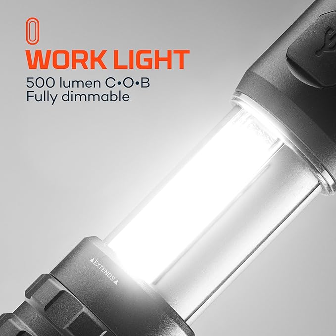 NEBO Slyde King Flashlight, Rechargeable LED Flashlight and Work Light, Bright, Durable, Everday Carry & Camping Flashlight with 4 Light Modes, C.O.B. Work Light and Magnetic Base