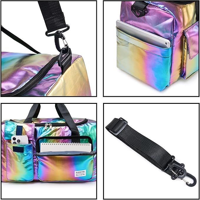 Small Gym Bag for Women, Travel Duffle Bag Carry On Weekender Bag with Shoe Compartment