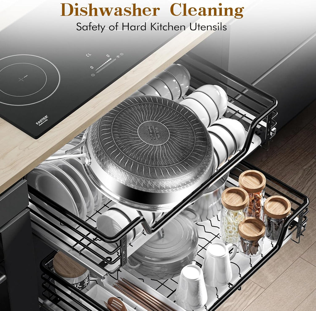 MDHAND 10 Inch Nonstick Frying Pan, Premium Stainless Steel Skillet with Stay-Cool Handle, No Coating, Dishwasher-Friendly, Oven-Safe Induction Ready, Compatible with All Cooktops