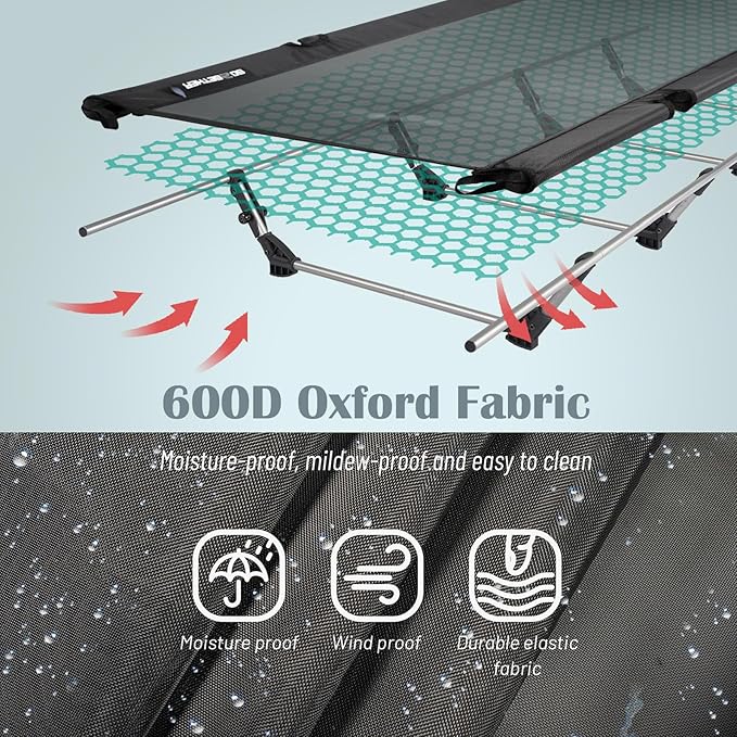 G2 Foldable Camping Cot, Durable Travel Tent Cot, Ultralight for Backpacking, Summer Hiking, Mountaineering, Max Loading Capacity 264lb, Easy to use for Woman & Man, Comes with Storage Bag
