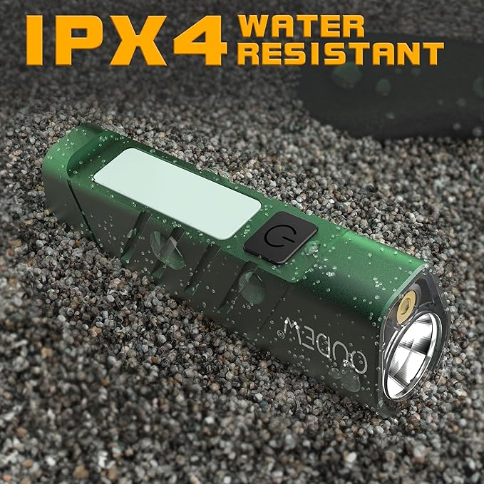 Rechargeable EDC Flashlight with Red Beam and White LED Combo, 900 Lumens Portable Pocket Lights, USB-C Charging, IPX4, Triple Sources for Outdoors Emergency Working (Green)