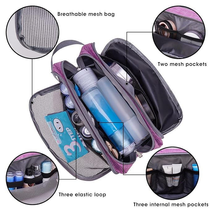Toiletry Bag for Men/Women Hanging Dopp Kit Water Resistant Shaving Bag Small Toiletry Bag for Traveling (purple)