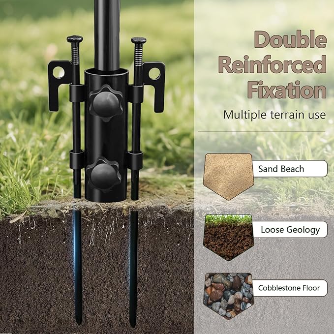 Camping Tarp with Poles & Retainer,15x12.5FT Large Waterproof 210D Oxford Cloth Camping Canopy, Anti-UV UPF100+ Tent Tarp Car Awning for Outdoor, Picnic, Hammock, Car, Backpacking(Khaki)