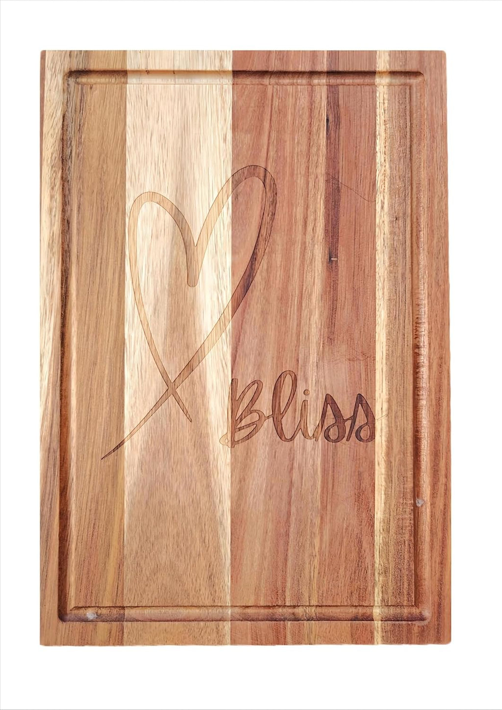 Wood Heart Organic Wooden Cutting Board with Juice Groove. Made with Natural Acacia Hard Wood it is Durable Anti-Slip Best for Chopping Fruits Veggies, Decorating Cheese Board & Kitchen Serving Tray