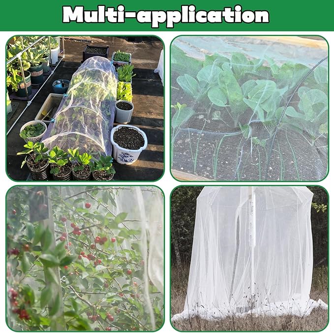 10x50FT Mosquito Netting,Garden Mesh Ultra Fine Plant Netting Barrier for Garden Protection,Mosquito Mesh Screen for Protect Vegetables Fruits from Birds Bugs