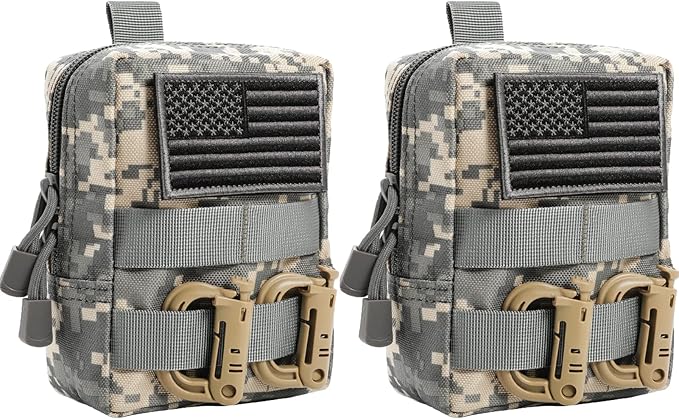 2 Pack Molle Pouches - Tactical Compact Water-Resistant EDC Pouch Bag Small Utility Pouch