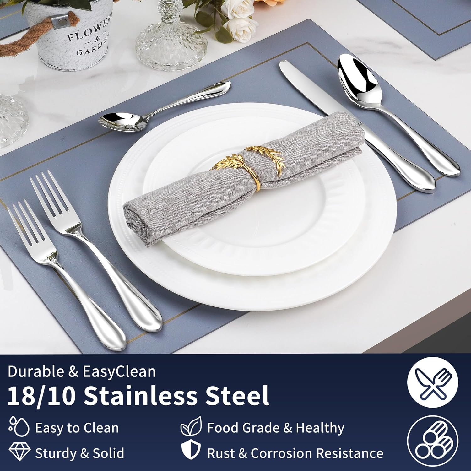30 Pieces 18/10 Stainless Steel Flatware for 6, Heavy Duty Silverware Set, Forged Thick Kitchen Silverware, Dishwasher Safe, Ideal for Gift