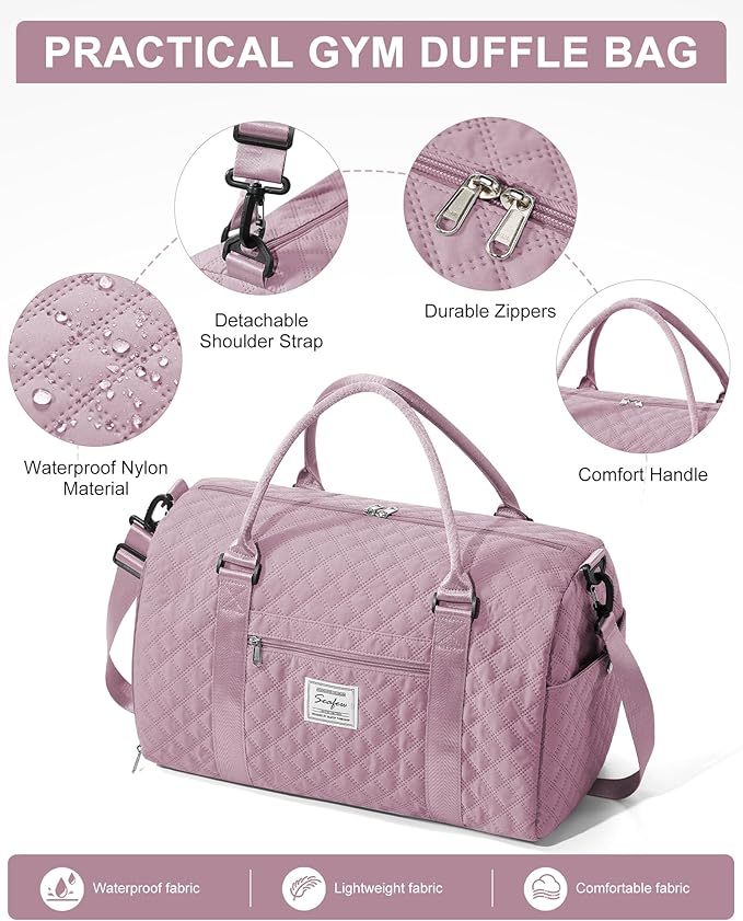 Gym Bag Womens,Travel Duffel Carry on Bag Sport Tote Bag Weekend Overnight Bag